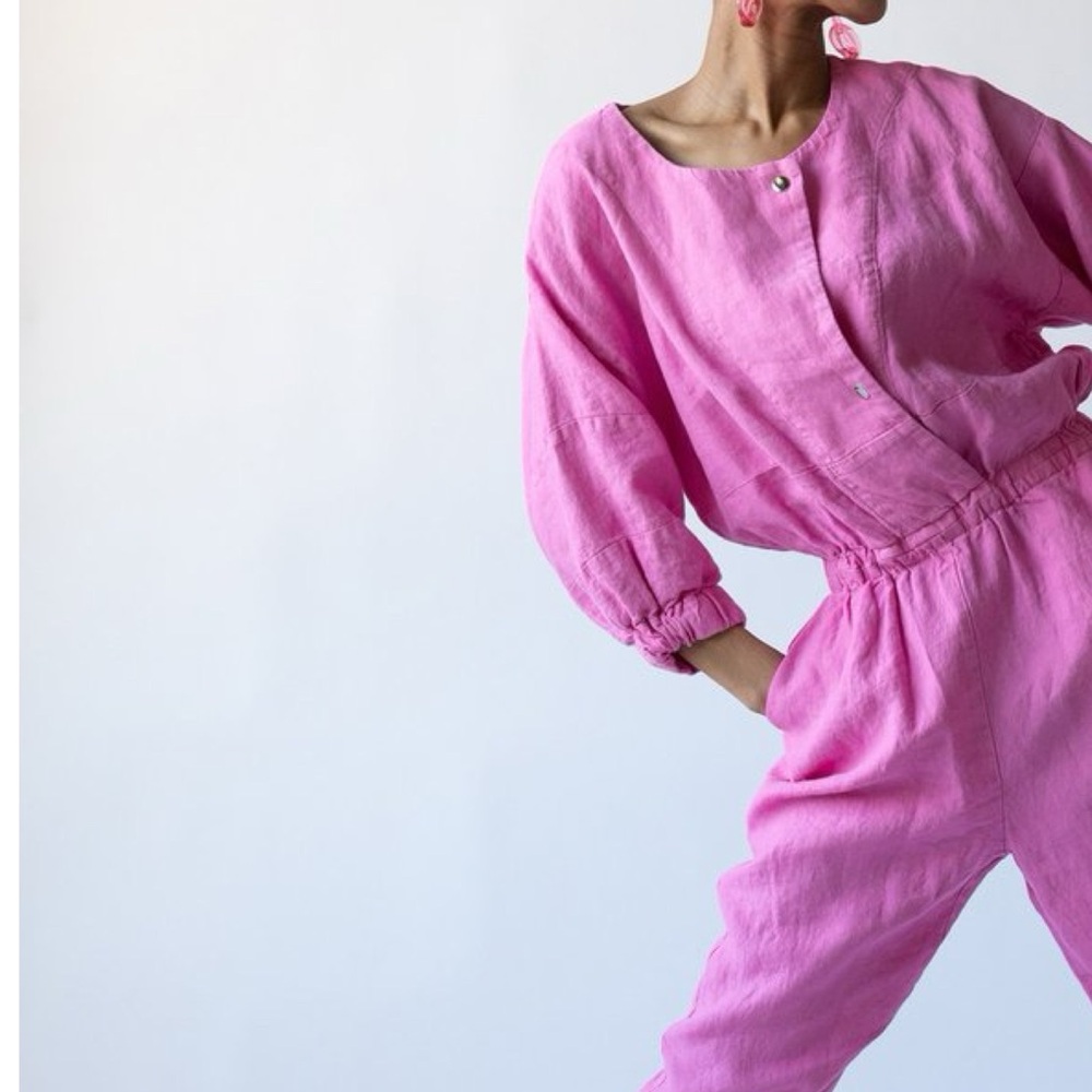 Rachel Comey Hot Pink Linen Holt Jumpsuit - Picture 2 of 10